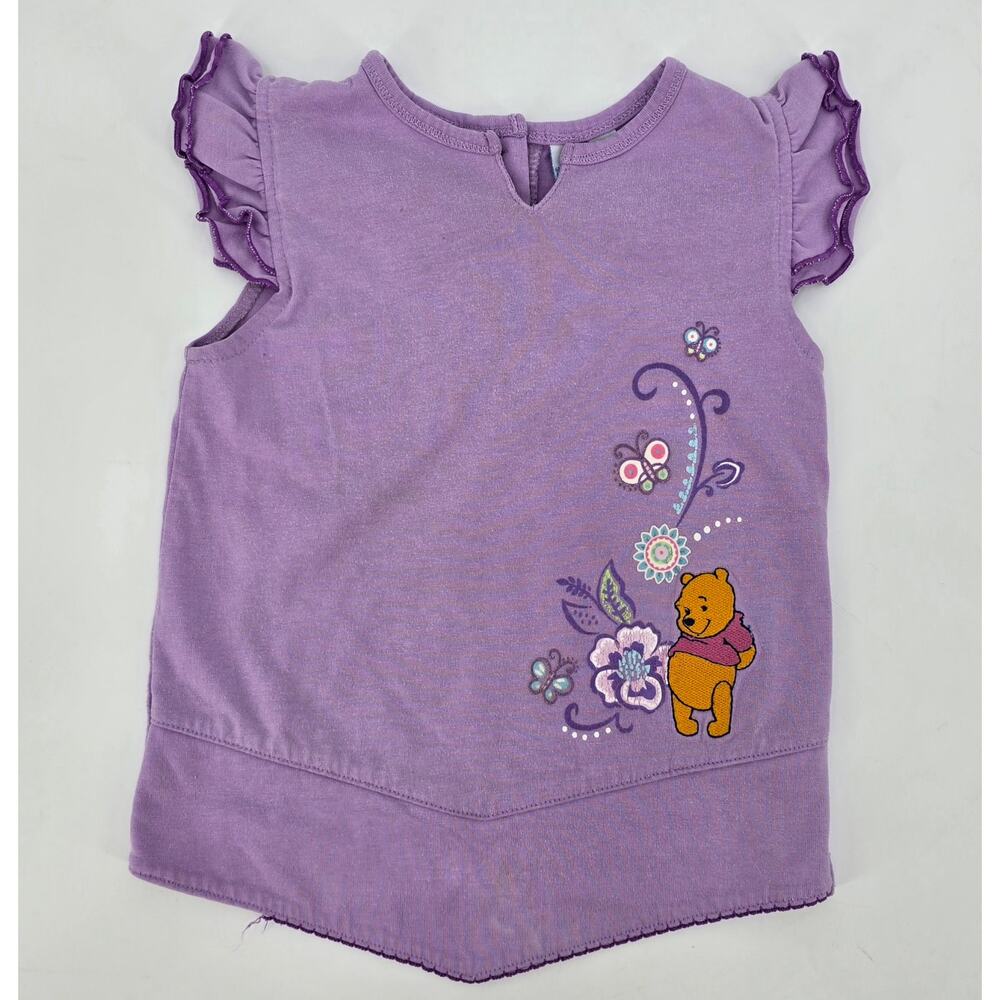 Vintage Y2K Disney Winnie the Pooh Embroidered Flutter Sleeve Top 4T